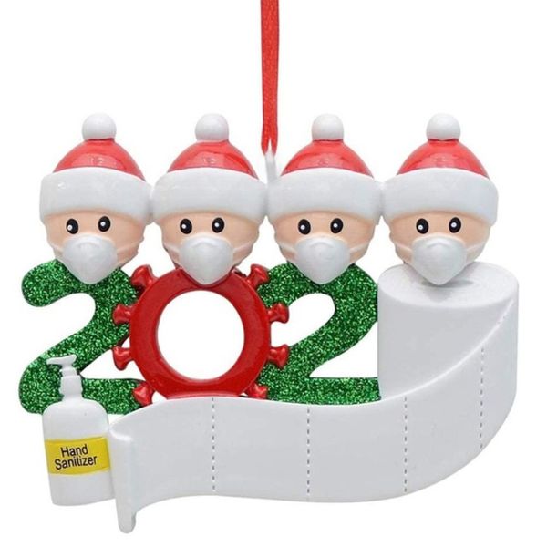 

family 2020 christmas survivor quarantine ornaments customized gift of 2-7 hang decoration snowman pendant with face masq07f