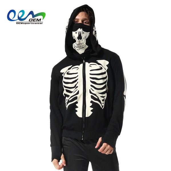 

face mens hoodie with masked hoodies, Black