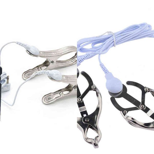 Nxy Giocattoli per adulti Shock elettrico Clip per il seno Morsetti per capezzoli in metallo E-stim Clitoride Donne Tortura Sm Bondage Gioco Flirtare Accessori Giocattolo del sesso 1221