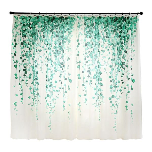 

curtain & drapes 1pc nordic freshstyle blackout curtains bedroom living room creative bay window green plant printed ins