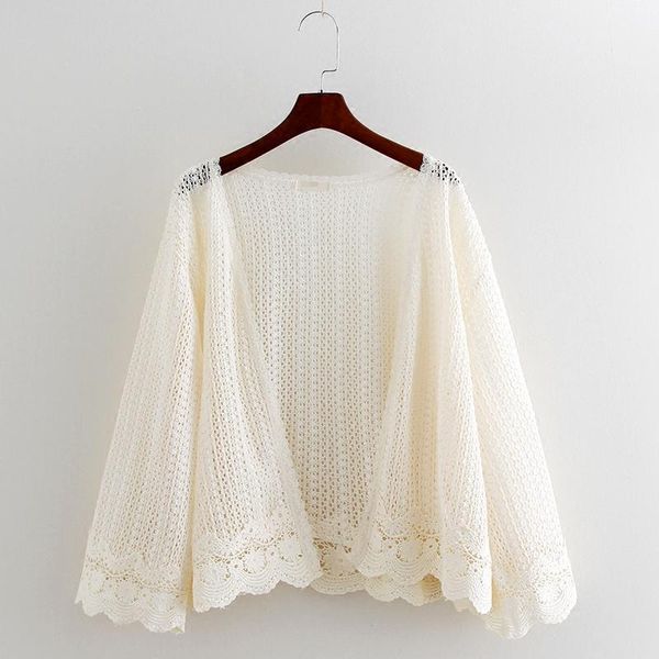 

summer lace knitting cardigan small coat on holiday is prevented short unlined thin coat hollow out shawl female, White