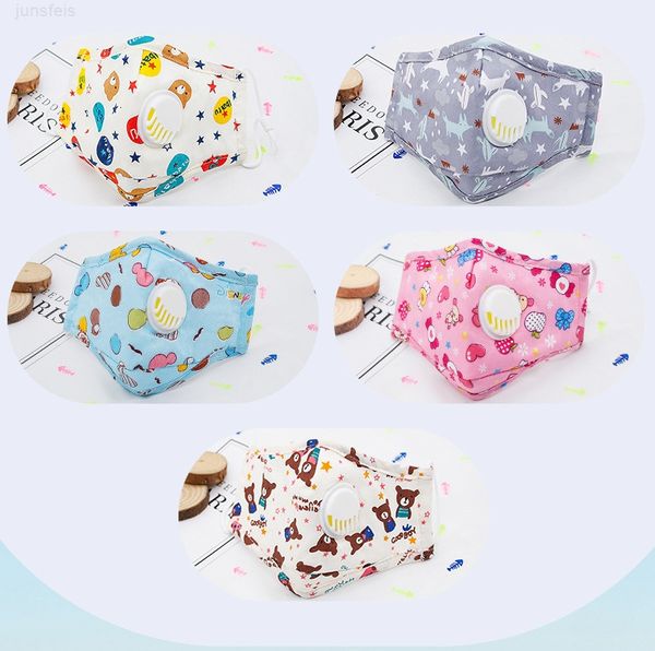 

design child kids cartoon animals boys girls white valve mouth mask anti pollution print fox bear adjustable face masks with filter