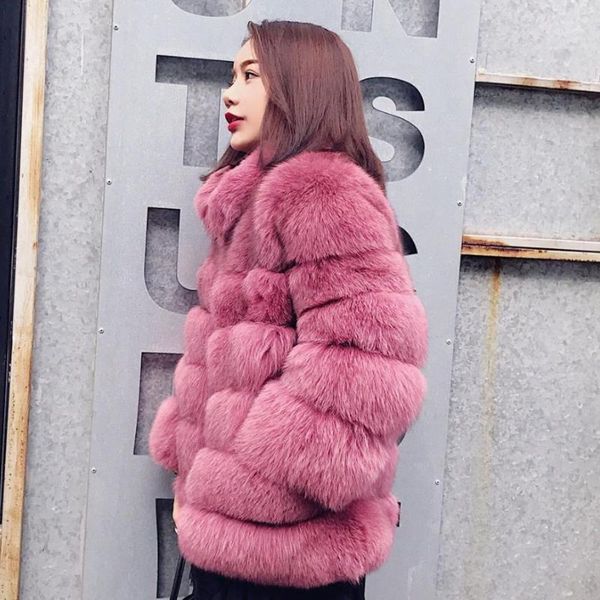

genuo new 2020 s-3xl plus size winter new fashion brand fake fur jacket female warm good quality warm thicker faux fur coat1, Black
