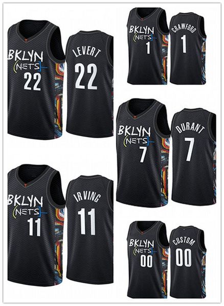 

custom 2020 net graffiti city black style jerseys 22 levert 1 crawford 7 durant 00 custom 11 irving basketball jersey, Black;red