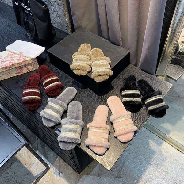 

desinger women show style winter korean style outdoor wear flat bottom fashion cross mao mao women slippers quality, Black