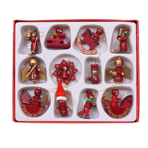 

christmas decorations the hanging on tree are wooden horse drum toys, small angel home accessories