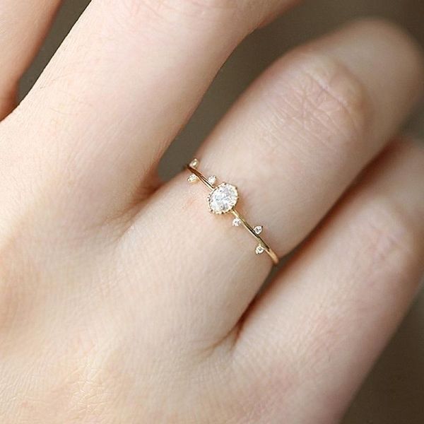 

zhouyang rings for women chic fairy temperament light yellow rose gold color slim branch finger ring fashion jewelry kbr115, Golden;silver