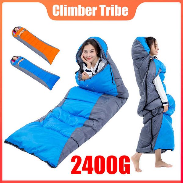 

2400g sleeping bag hand reach out 4 season spring summer outdoor envelope trekking camping travel household portable /60