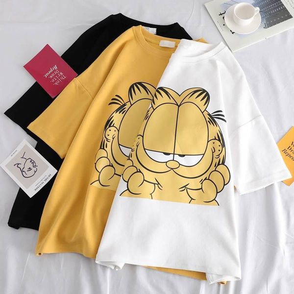 

garfield short-sleeved t-shirt female summer dress 2019 new super fire loose half-sleeved jacket clothes women's tide, White