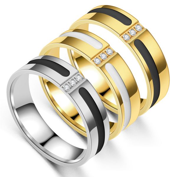

20196mm three color stainless steel fashion couple pair ring gift, Silver