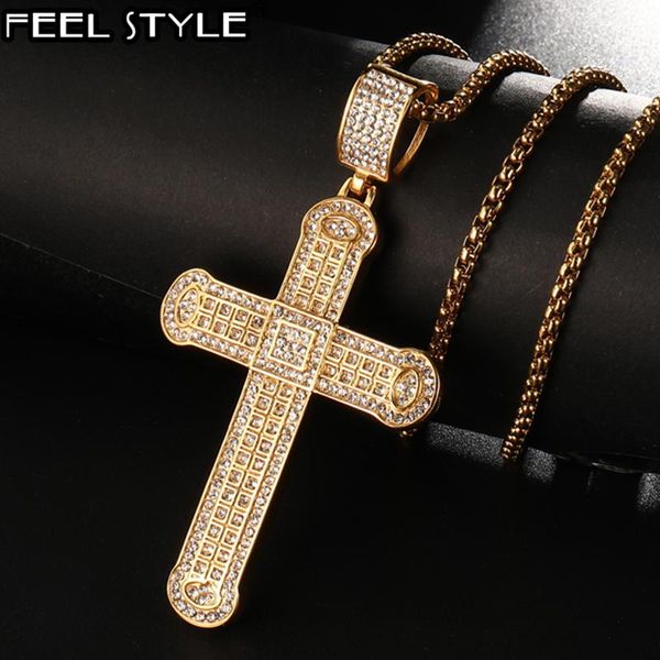 

hip hop 316l stainless steel bling out gold cross pendant crucifix pendants & necklaces necklace for men jewelry, Silver