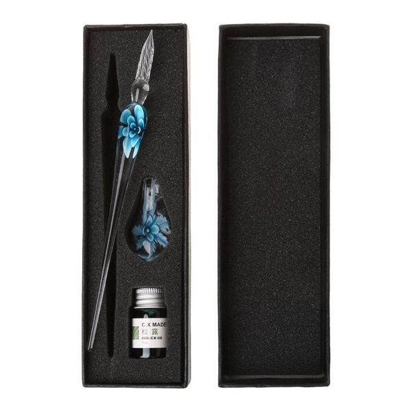 

vintage handmade art elegant crystal floral glass dip pen sign ink pens gift h05a