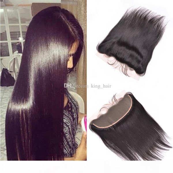 

brazilian virgin human hair silky straight full lace frontal with baby hair ear to ear 13x4 lace frontal for woman ing, Black;brown