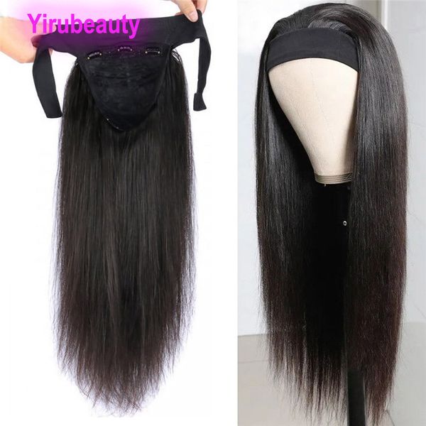 

brazilian human hair capless head bangs natural full-machine wigs 613# straight natural color 100% human hair wig 10-32inch, Black;brown