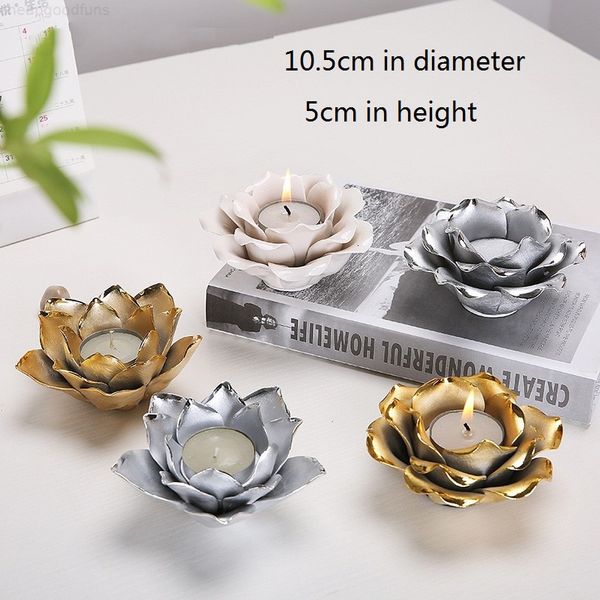 

nordic flower holder plating lotus rose shape candlestick wedding festival home tealight candles decoration