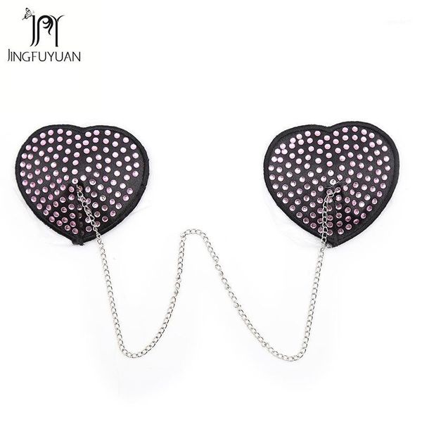 

intimates accessories 1 pair bra pasties chain reusable nipple cover self-adhesive breast petals resuable tassel covers1, Black;white