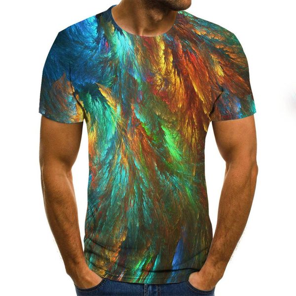 

2020 printing summer straight youth collarless leisure short sleeve watercolor graffiti men's t-shirt, White;black