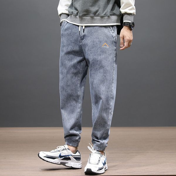 

2021 new fashion streetwear men jeans japanese vintage designer loose fit denim cargo pants autumn newly harem trousers hip hop joggers 12eb, Blue