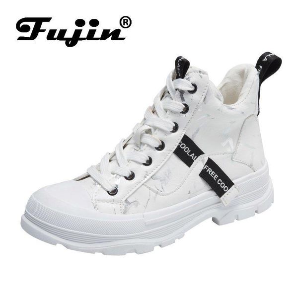 

fujin 2020 новый стиль мода розовый hightop легкий вес женщин в кроссовки сапоги худой для весна осень дышащая hip hop, Black