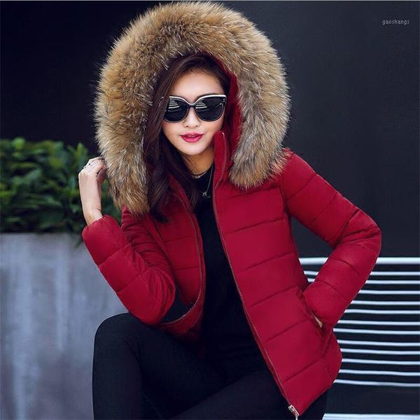 

fake fur collar winter female jacket new 2020 fashion winter coat women parkas warm hooded jacket women plus size s-6xl1, Black