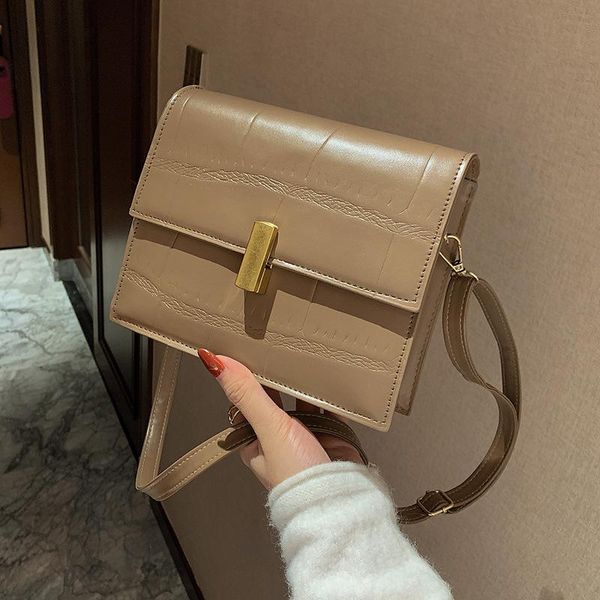 

fashion simple style handbag for women soft leather shoulder bag casual square crossbody bag designer lady purse