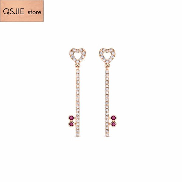 

qsjie swa new love key promise women's earrings charming fashion jewelry, Golden;silver