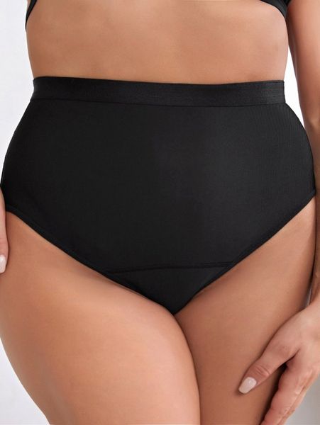 

plus solid high waisted shapewear panty n37a#, Black;white