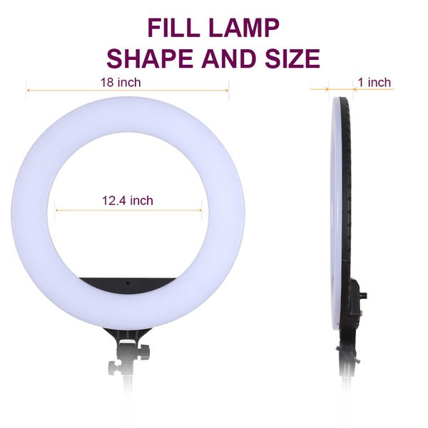 

4fds2aw18 inch pgraphic mobile led video selifie ring camera circle light with phone holder