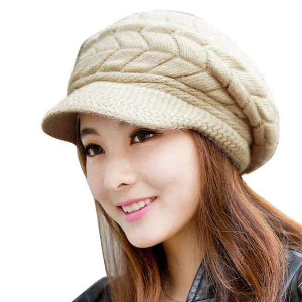 

beanie/skull caps fashion women hat winter skullies beanies knitted hats fur cap female beanie bonnet femme hiver, Blue;gray
