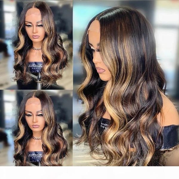 

highlight 13x4 lace front human hair wigs for women silk blonde lace frontal natural hairline remy, Black;brown