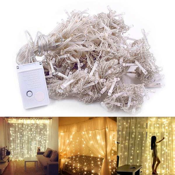 

design 3m x 3m 300-led warm white light romantic christmas wedding outdoor decoration curtain string light
