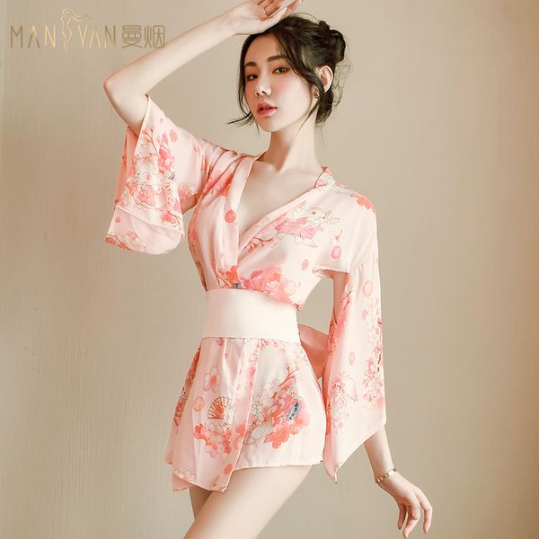 

lingerie super coquettish pajamas uniform seduction provocation bed passion suit no take off large kimono girl, Red;black