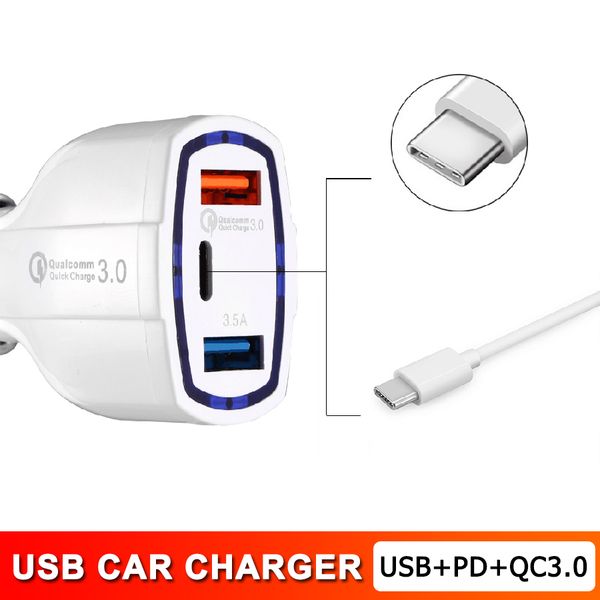 

qc3.0 three ports usb car charger quick charge car-charger dual usb car mobile phone charger black friday promotion