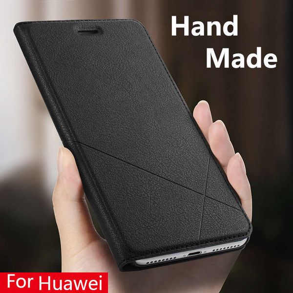 

hand made huawei p30 p20 p10 leather case for 20 lite 10 mate 9 pro cover card slot stand