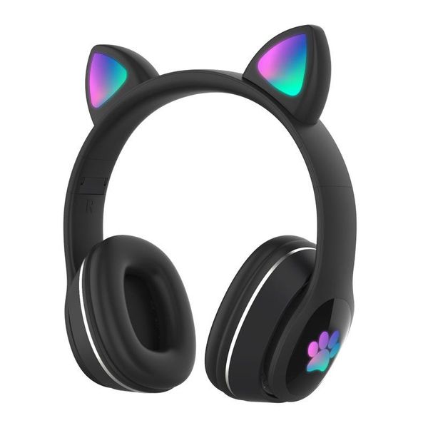 

wireless bluetooth 5.0 earphone cute cat ear shape luminous headphones hifi stereo music gaming headset built-in 400mah battery