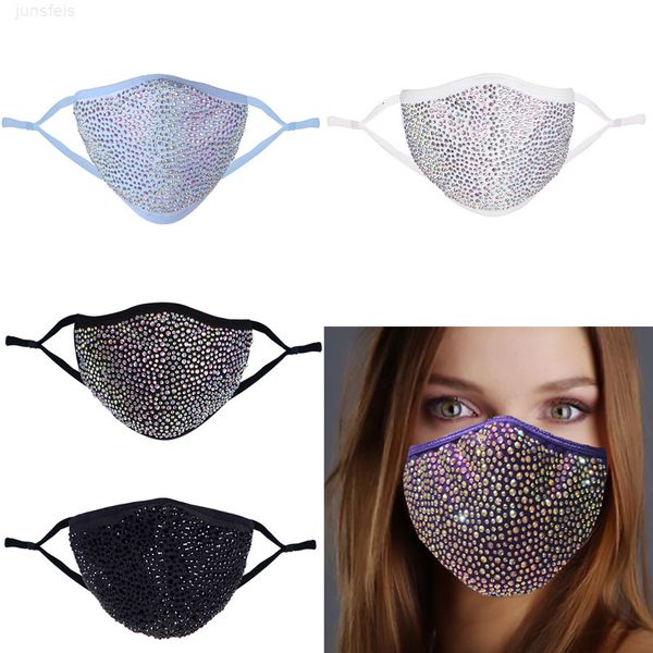 

designer bling diamond protective mouth masks washable reusable women colorful rhinestones face mask