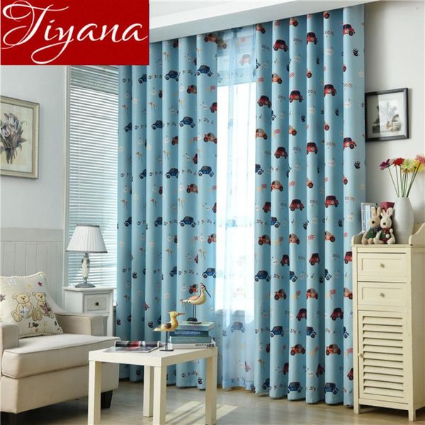 

curtain & drapes cartoon car blackout kids boys room blue voile curtains for living window bedroom sheer tulle x028 #30