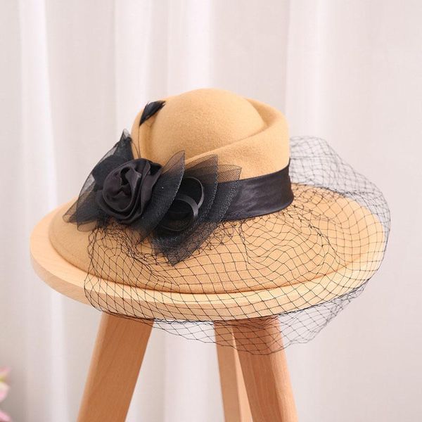 

2019 fascinating fedoras elegant female wool felt mesh bow floral pillbox hat with veils ladies fascinator jazz hat lm022 h bbymlz