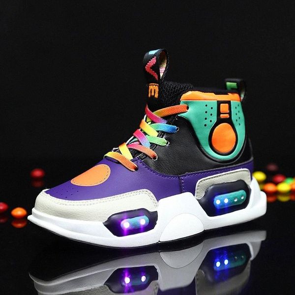 

children shoes light genuine leather luminous boys girls usb charging sport shoes soft casual led usb kids sneakers #xe75