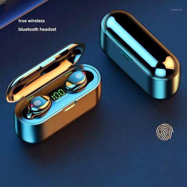 

f9 tws wireless earphones headphone stereo sports music headset bluetooth 5.0 touch dual microphone earbud for dropshipping1