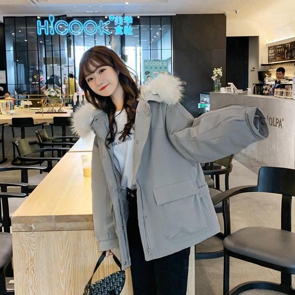 

women's down & parkas winter fleece women parka female hooded mid length quilted warm coat padded pink blue woman windbreaker jacket la, Black