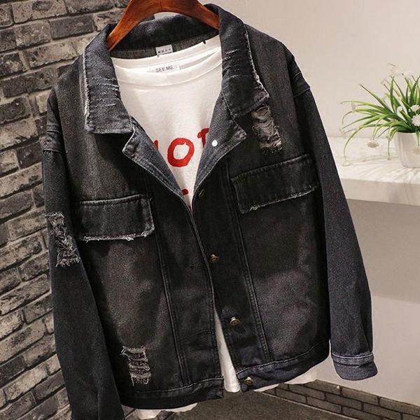 

women's jackets fashion women basic coats black jeans jacket female streetwear denim loose oversize coat, Black;brown