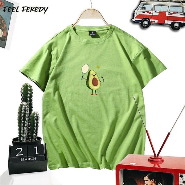 

spring and summer women's t-shirt short sleeve round neck cute badminton avocado printed t-shirt female self sudaderas mujer1, White;black