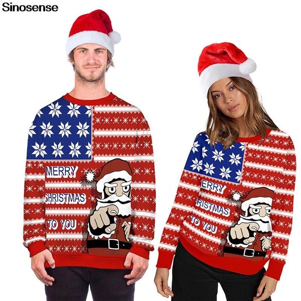 

унисекс смешных санта гадкого рождество свитер мужчины женщина осень зима рождество одежда пуловер праздник партия xm толстовка, White;black