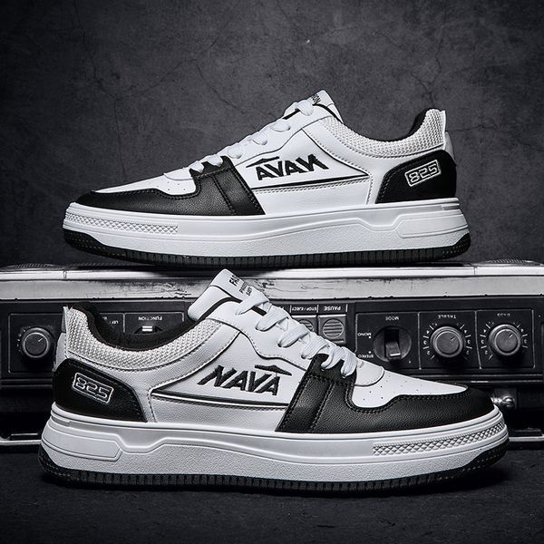 

2020 new autumn korean fashion men's shoes fashion net red sports low lace up personalized casual thick soled shoes c1212, Black;white