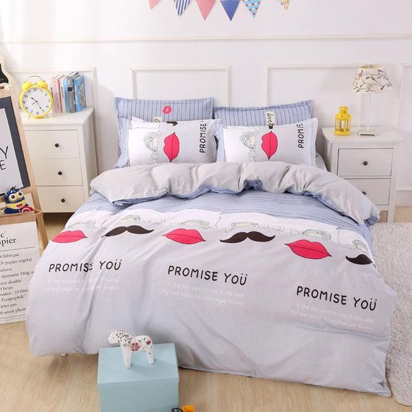 

bedding sets plaid set 4pcs polyester cotton duvet cover bed sheet 2pcs pillowcases bedroom textile linen  kids