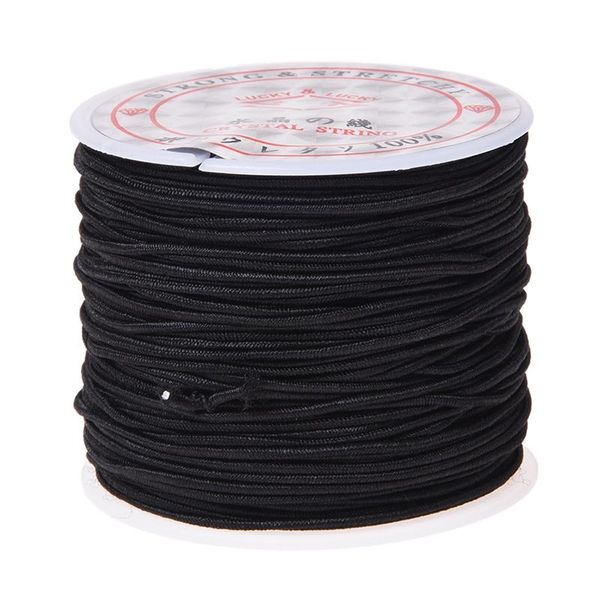 

1 roll 24m long black round elastic beading thread cord 1mm, Black;white