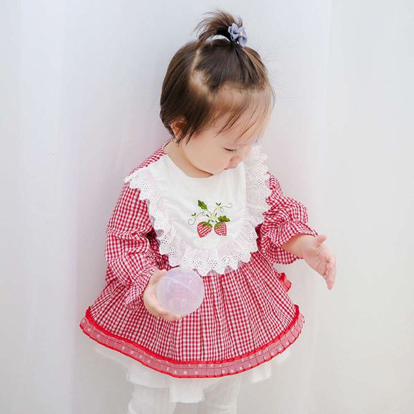 

girls' wear idea2019 spanish autumn new infant embroidery drs children's skirt 9202, Red;yellow