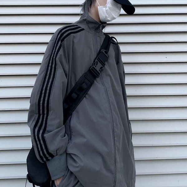 

vipchicken mother ins trend korean loose zipper coat pants casual sports suit men and women8uy, Gray