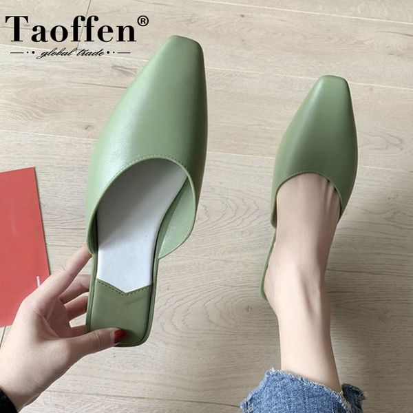 

taoffen 4 color ladies party sandals slip on office ladies pu leather summer shoes women beach sandals footwear size 36-40 y200702, Black